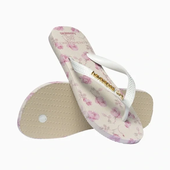 NWT LoveShackFancy x Havaianas Sterling Dusk Ribbon Rosa Flip Flops Size 7/8 - Picture 9 of 10